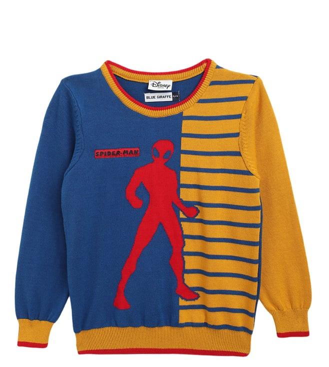 blue giraffe kids blue & yellow & red fashion printed regular fit sweater