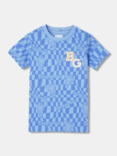 blue giraffe kids blue cotton printed t-shirt