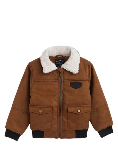 blue giraffe kids brown solid  jacket