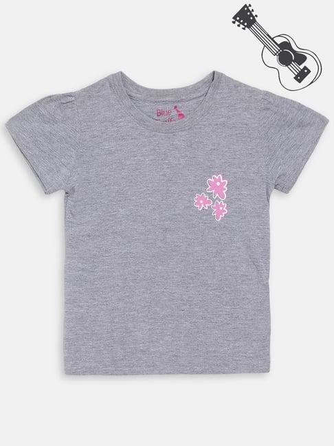 blue giraffe kids grey cotton printed t-shirt