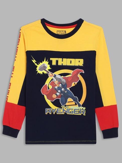 blue giraffe kids multicolor cotton printed full sleeves thor t-shirt