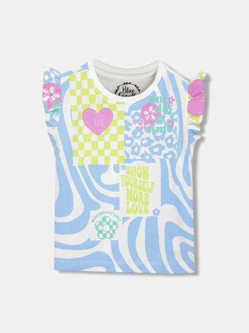blue giraffe kids multicolor cotton printed t-shirt