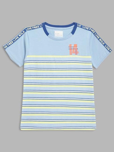 blue giraffe kids multicolor cotton striped t-shirt