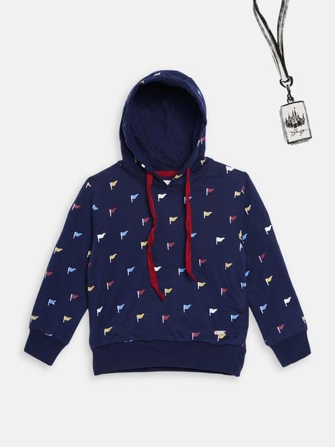 blue giraffe kids navy printed hoodie