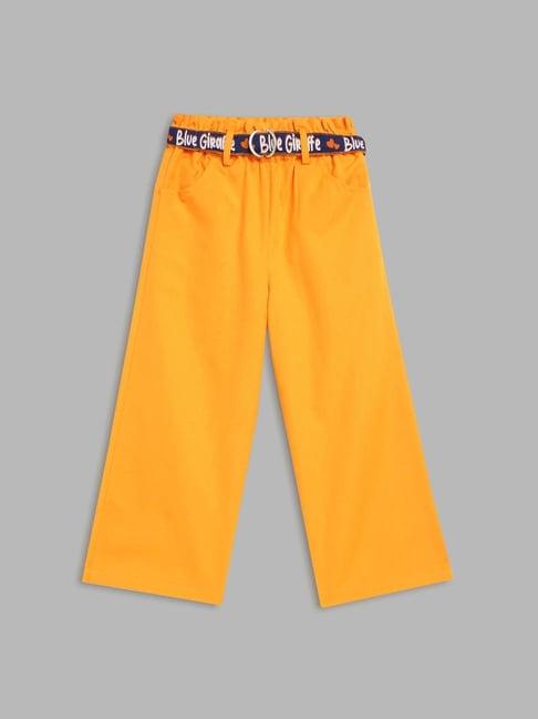 blue giraffe kids orange solid trousers with belt