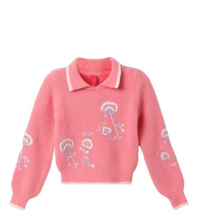 blue giraffe kids peach fashion loose fit sweater