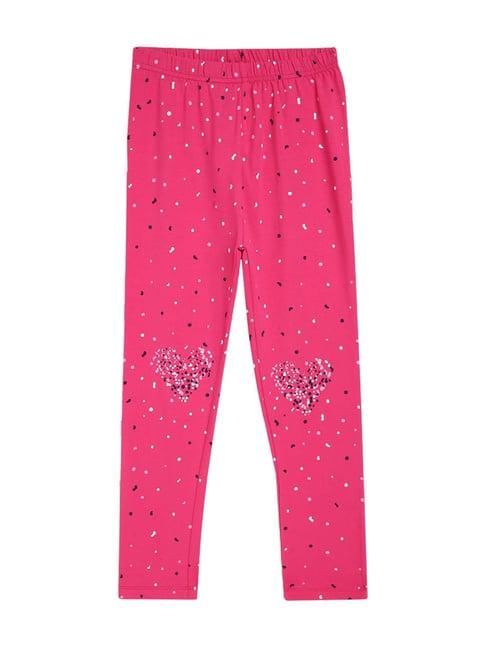 blue giraffe kids pink cotton printed leggings
