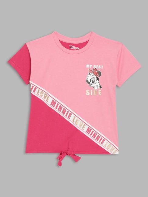 blue giraffe kids pink printed t-shirt