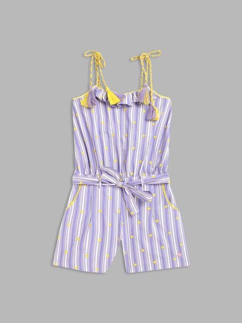 blue giraffe kids purple & white striped jumpsuit