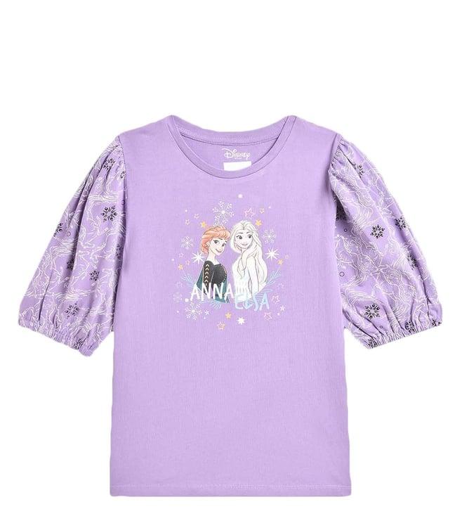 blue giraffe kids purple printed disney princess regular fit top