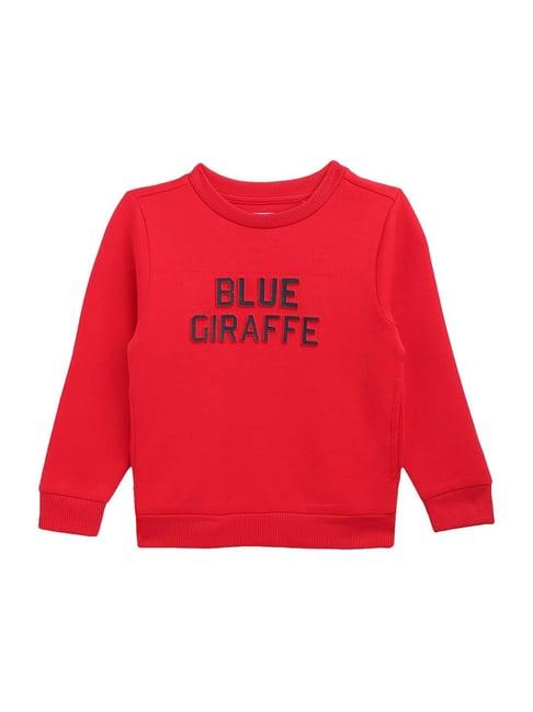 blue giraffe kids red cotton logo print sweatshirt