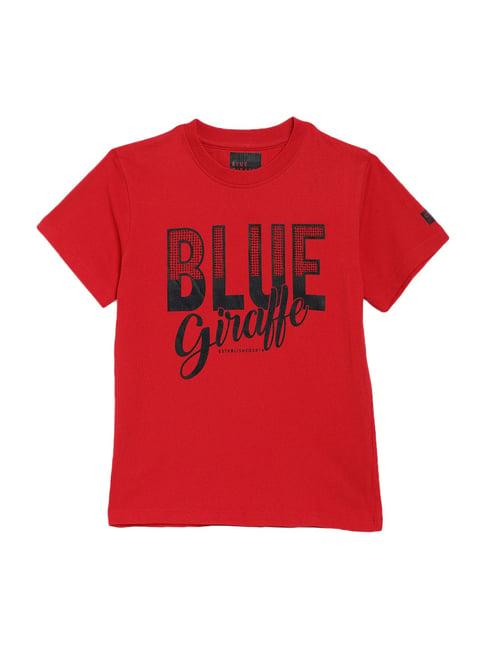 blue giraffe kids red cotton printed t-shirt