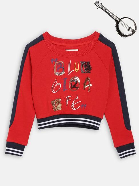 blue giraffe kids red embellished sweatshirt