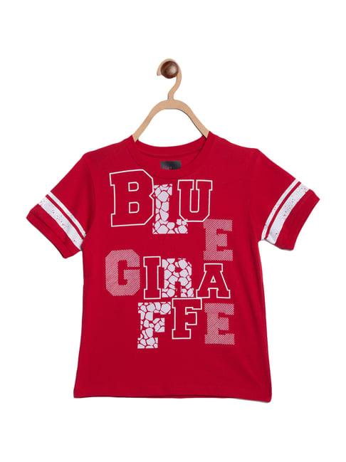 blue giraffe kids red printed t-shirt