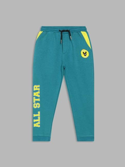 blue giraffe kids teal solid joggers