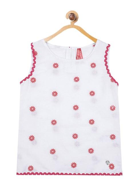 blue giraffe kids white cotton embroidered top