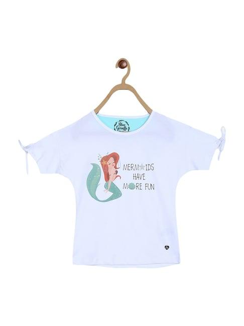 blue giraffe kids white cotton printed t-shirt