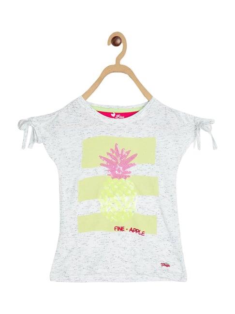 blue giraffe kids white cotton printed top