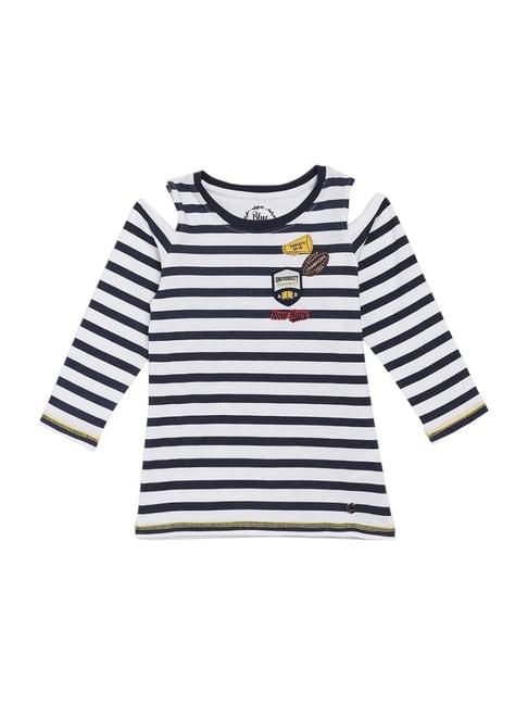 blue giraffe kids white cotton striped t-shirt