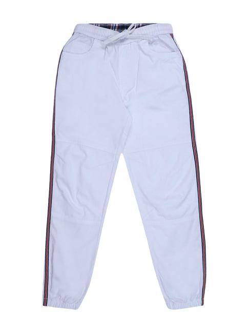 blue giraffe kids white regular fit joggers