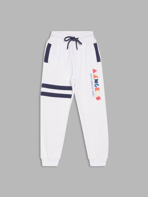 blue giraffe kids white solid joggers