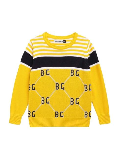 blue giraffe kids yellow cotton printed sweater