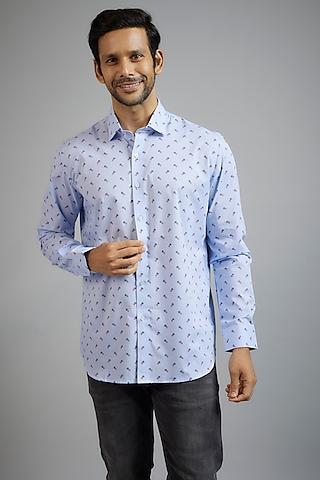 blue giza cotton printed shirt