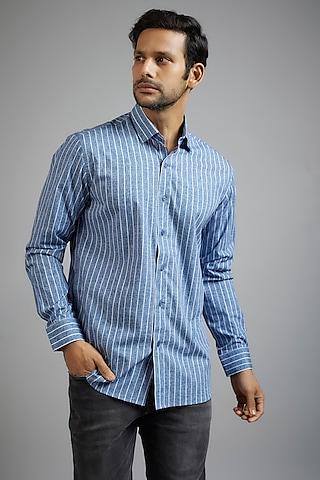 blue giza cotton striped shirt