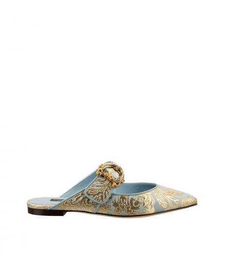 blue gold slip on mules