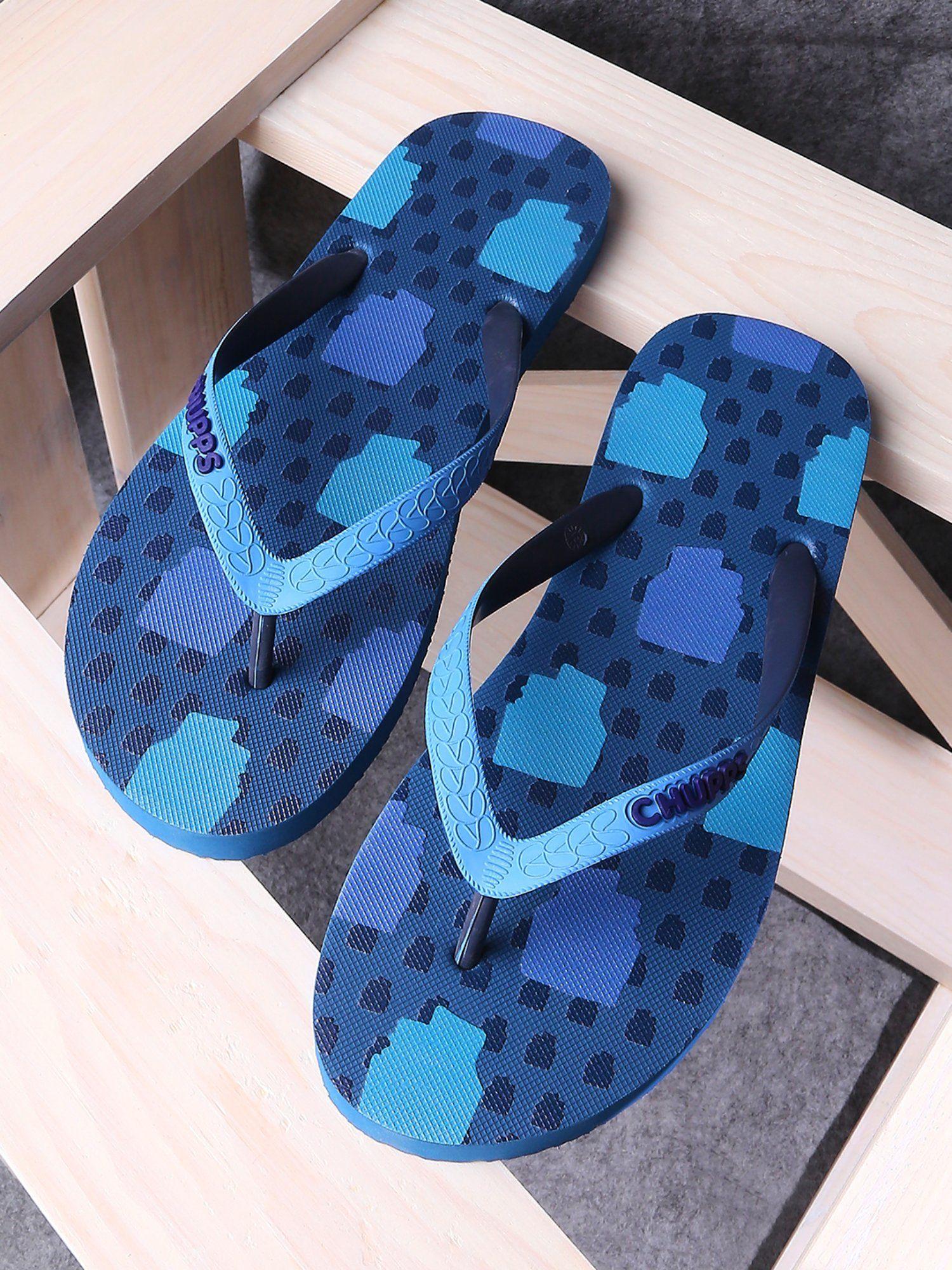 blue graphic indian impressions rubber flipflops