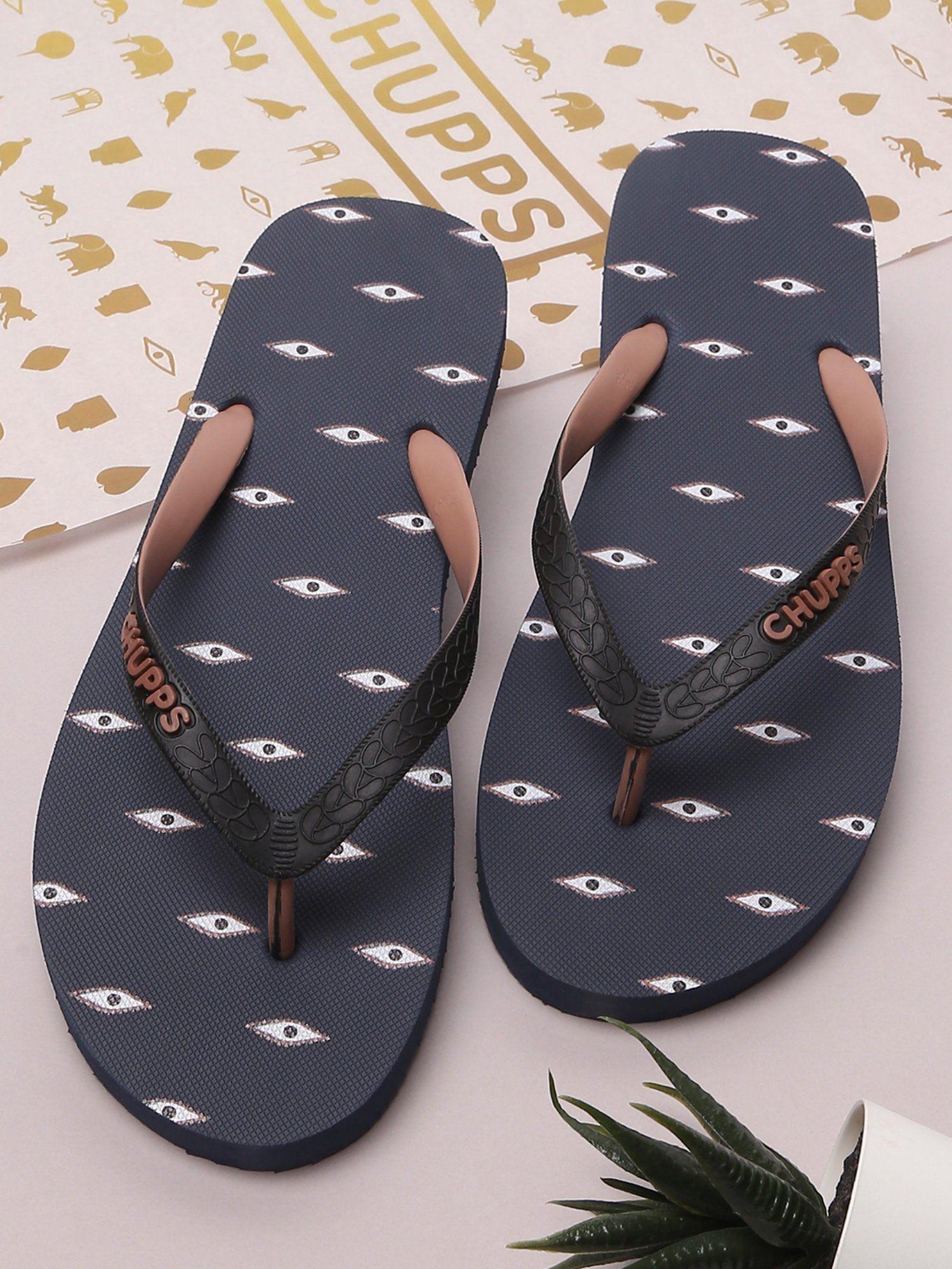 blue graphic indian impressions rubber flipflops