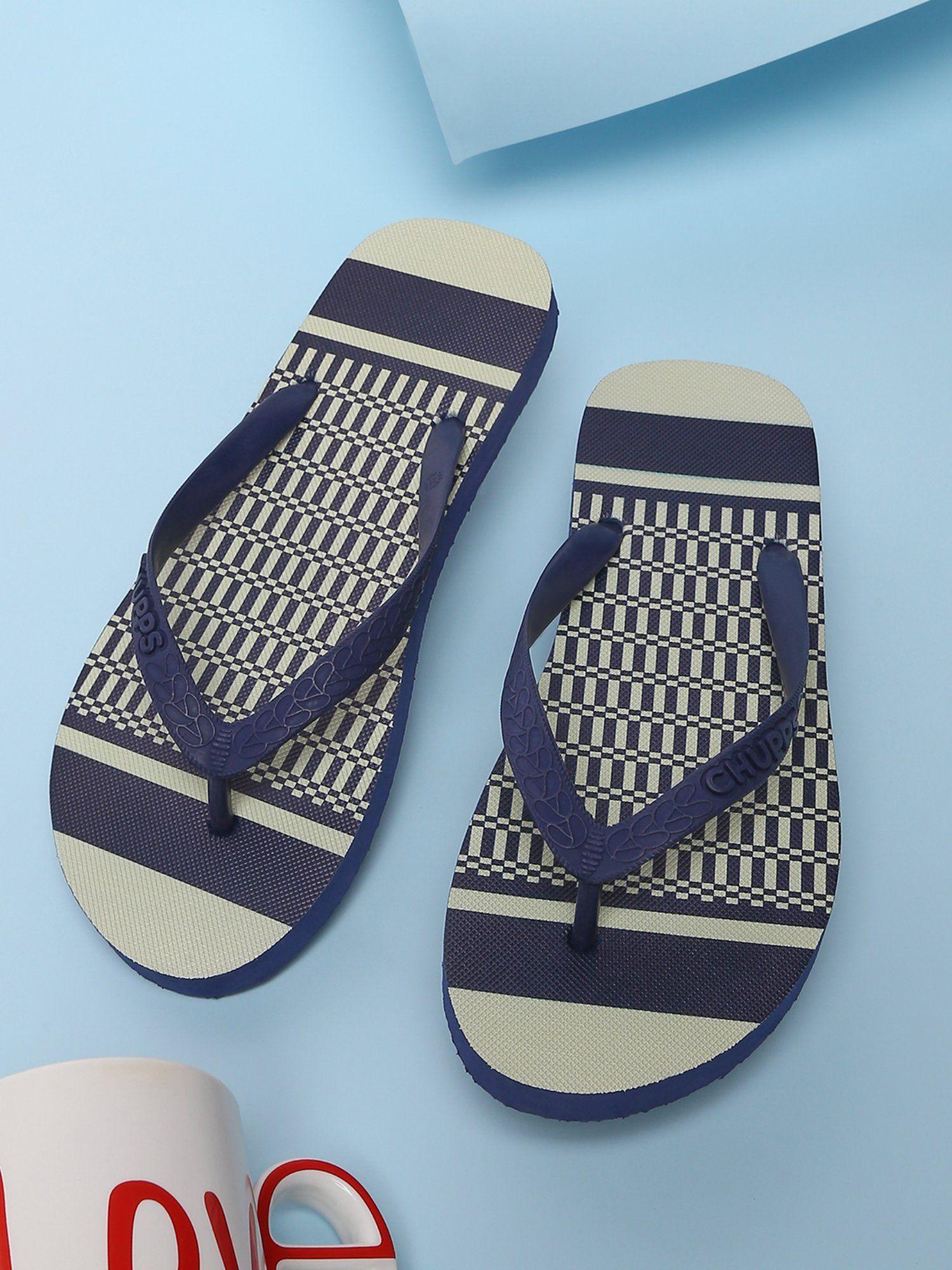 blue graphic kaleen pattupai rubber flipflops