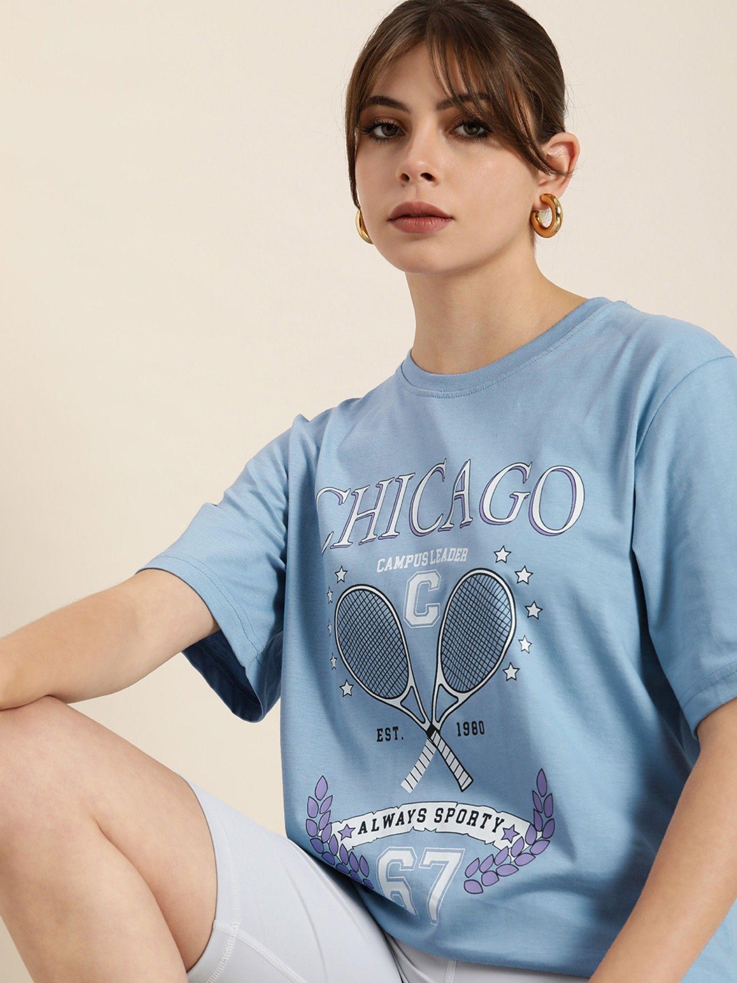 blue graphic oversized t-shirt