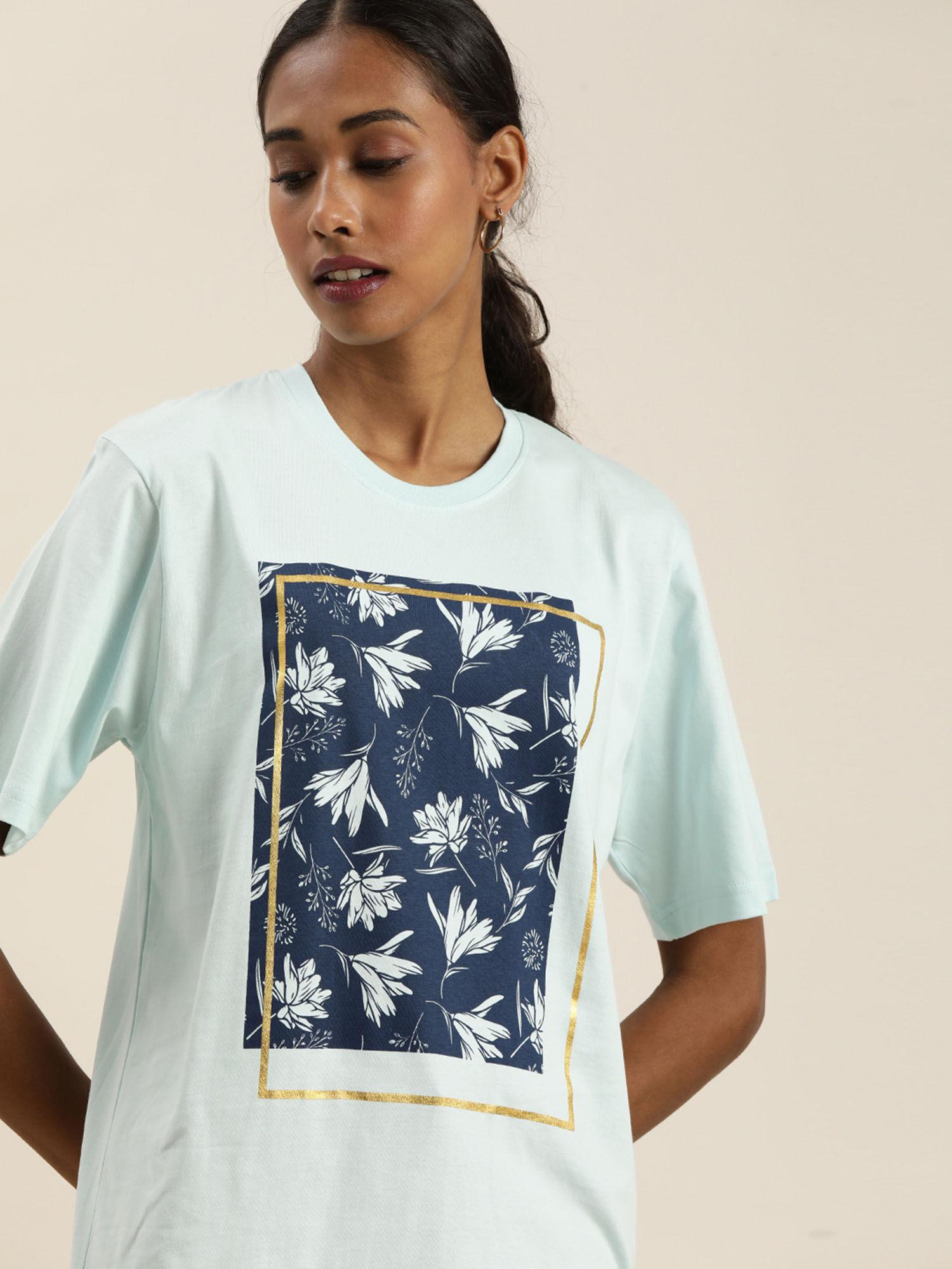 blue graphic oversized t-shirt