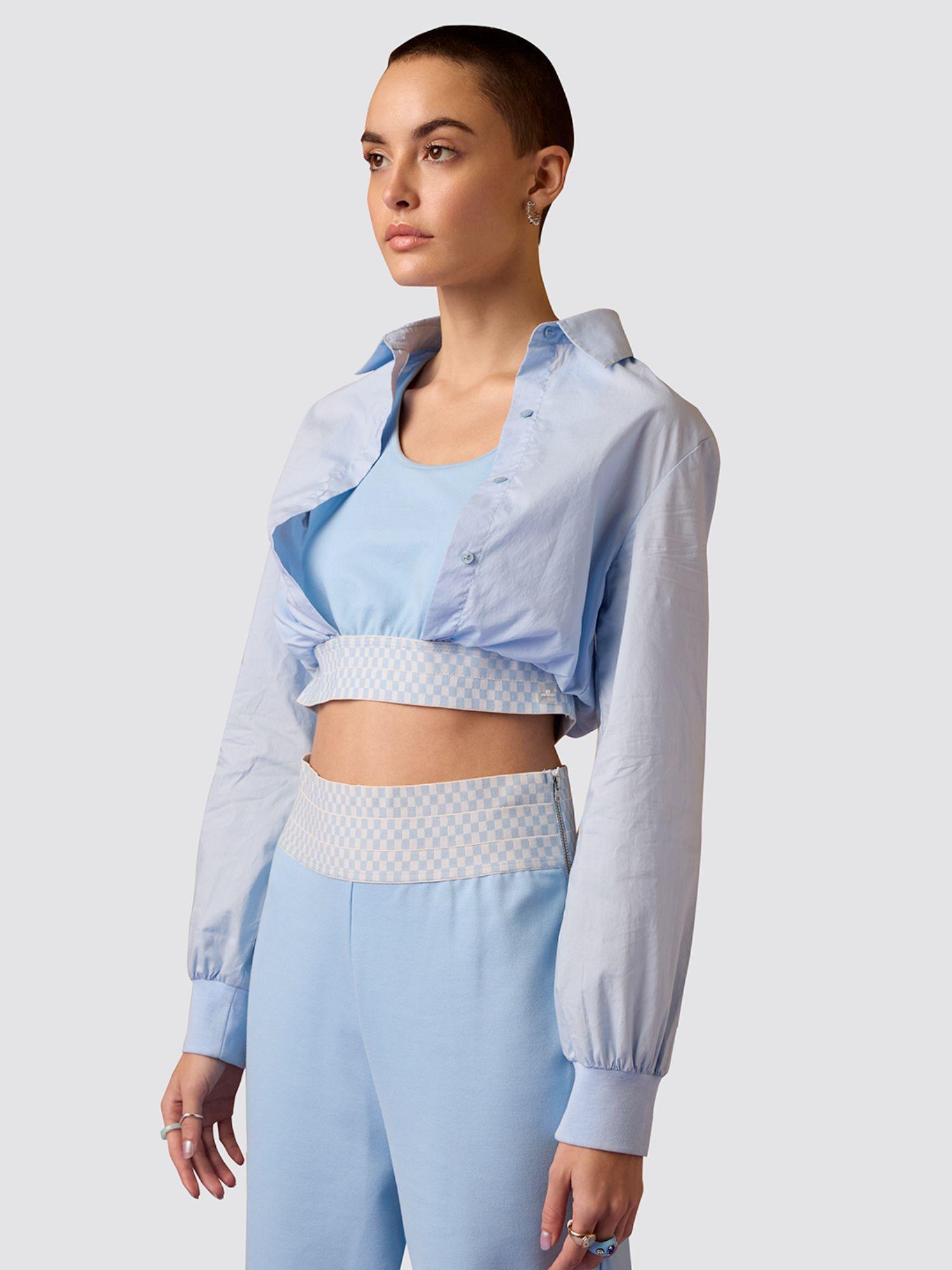 blue gro-ove in grid shirt style top