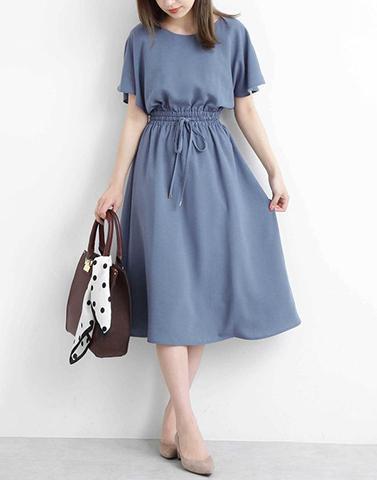 blue halo crepe dress