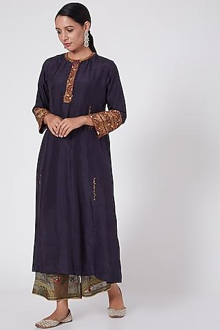 blue hand embroidered tunic