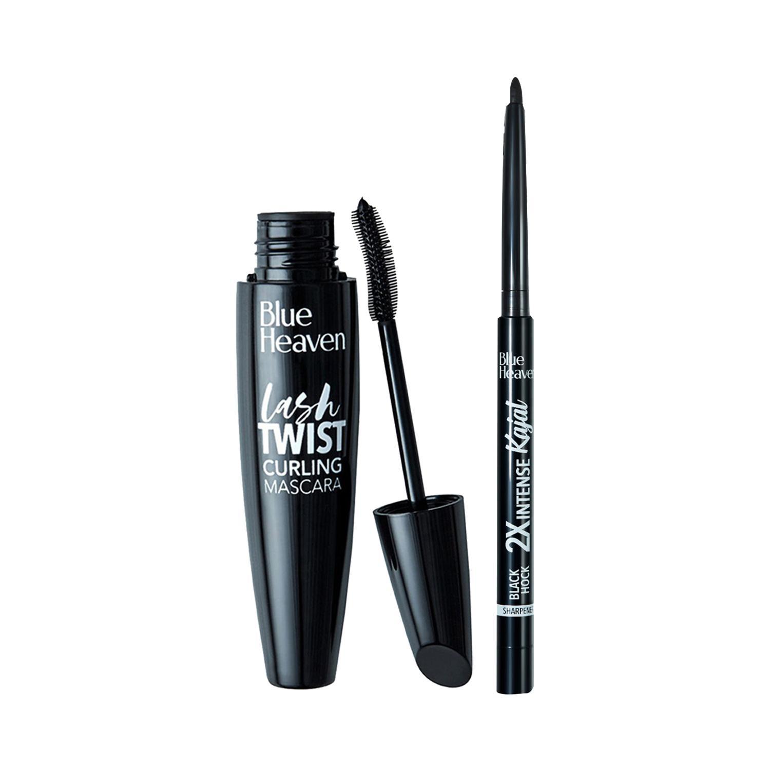 blue heaven 2x intense kajal black & lash twist mascara black combo