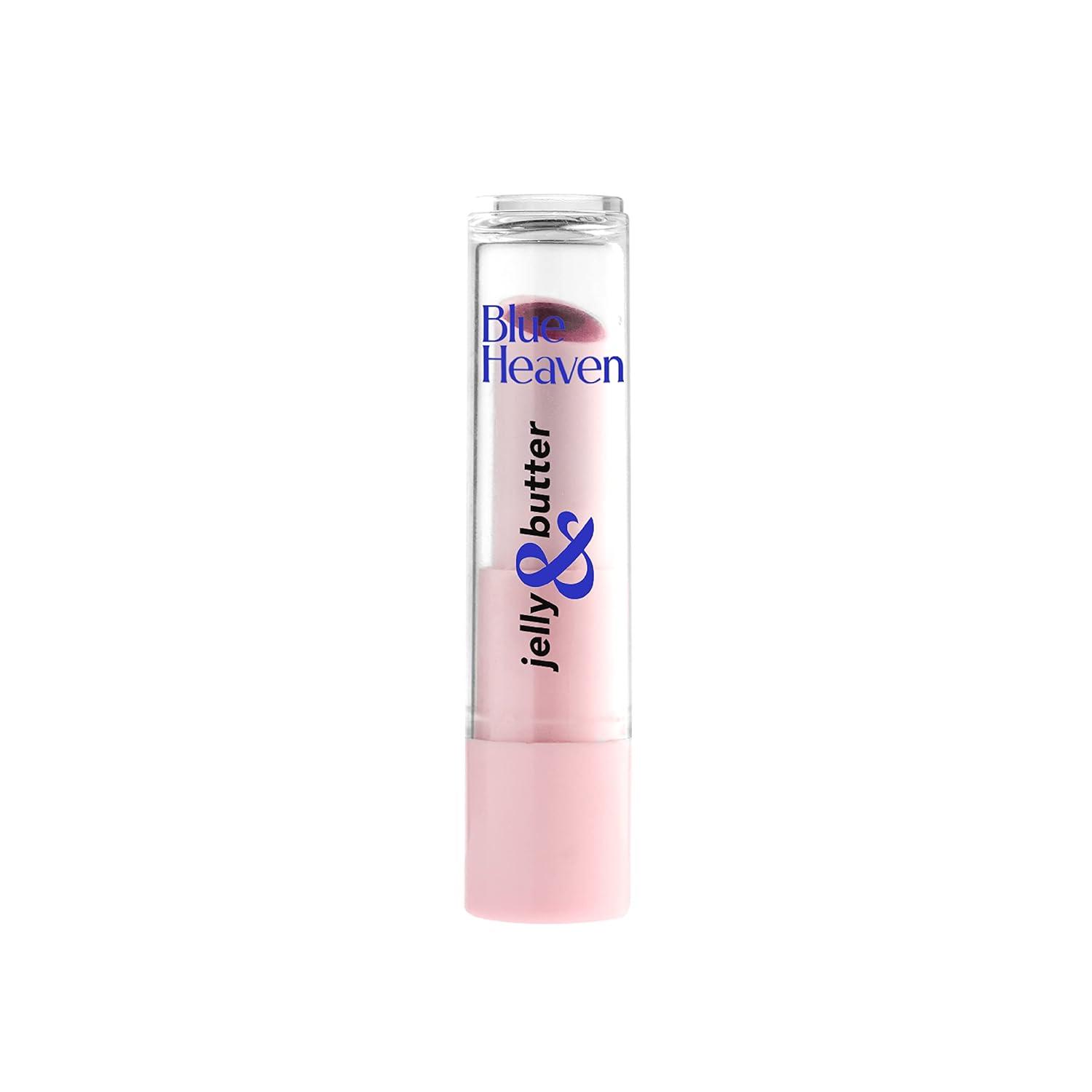 blue heaven jelly & butter moisturising lip balm, hydrating tinted lip balm with jojoba oil, shea butter & vitamin e for dry & chapped lips, light red, 3g