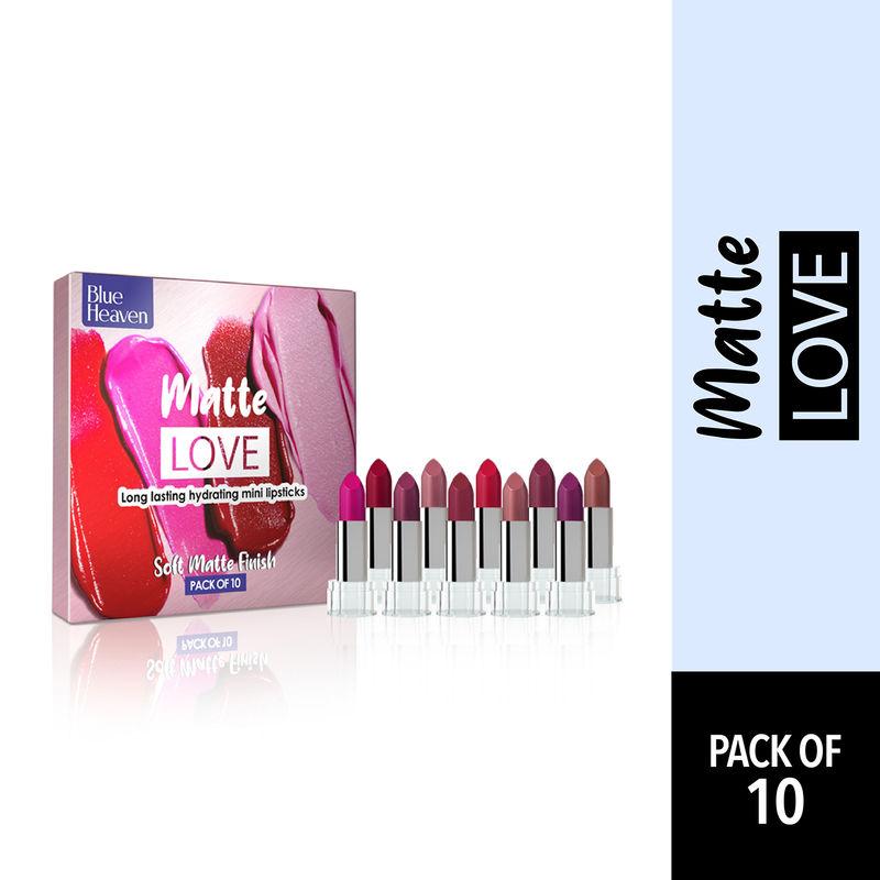 blue heaven matte love long lasting hydrating mini lipsticks - pack of 10