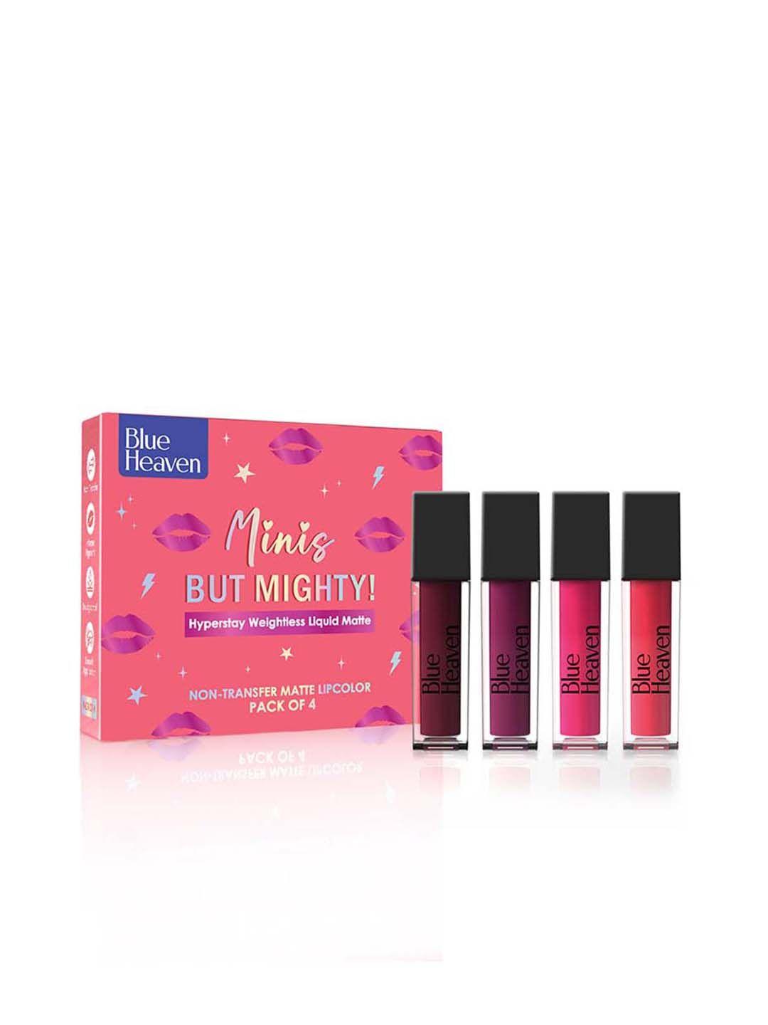 blue heaven set of 4 minis but mighty hyperstay liquid lipsticks 6ml- majestic diva bright