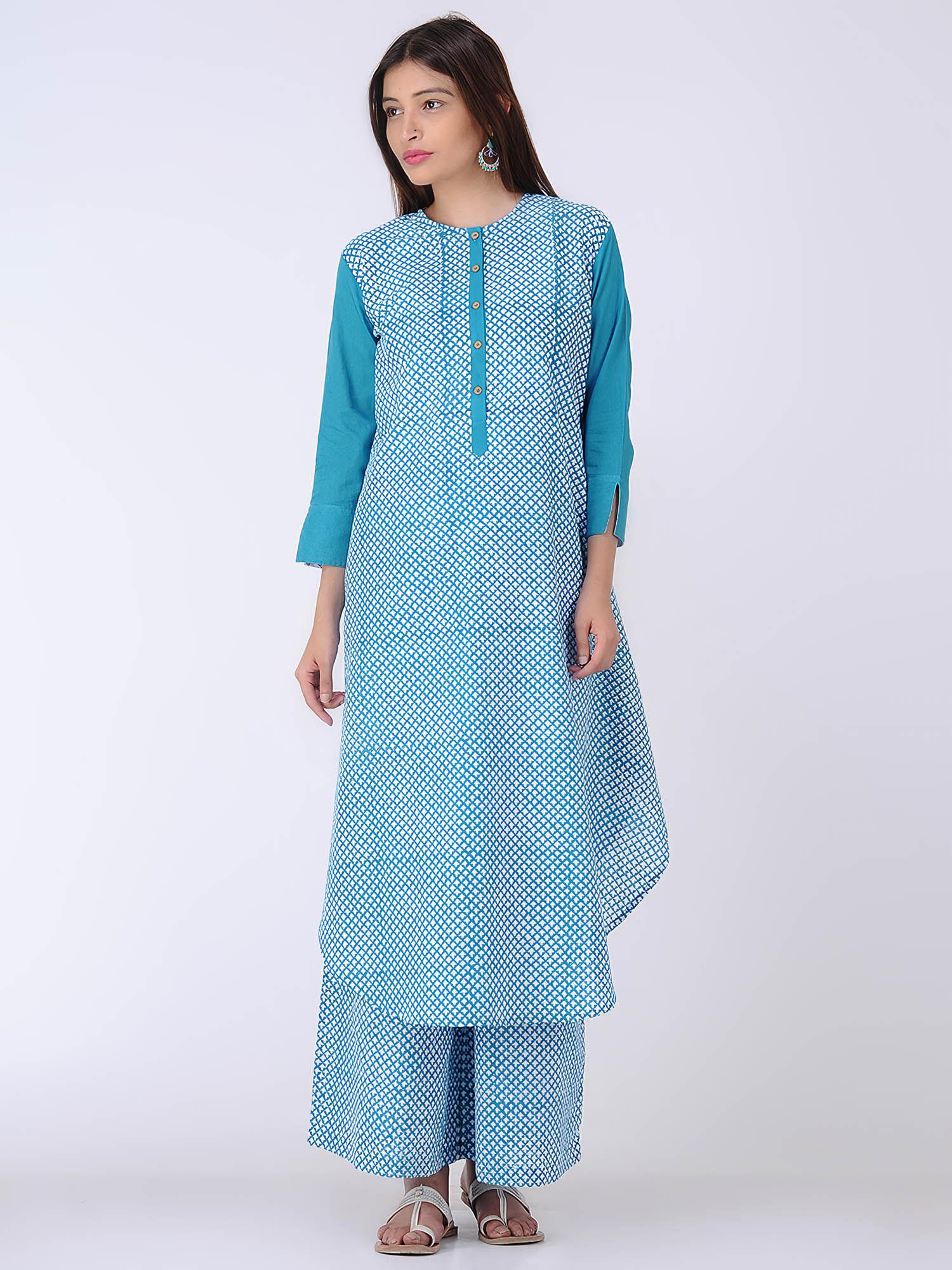 blue high low kurta