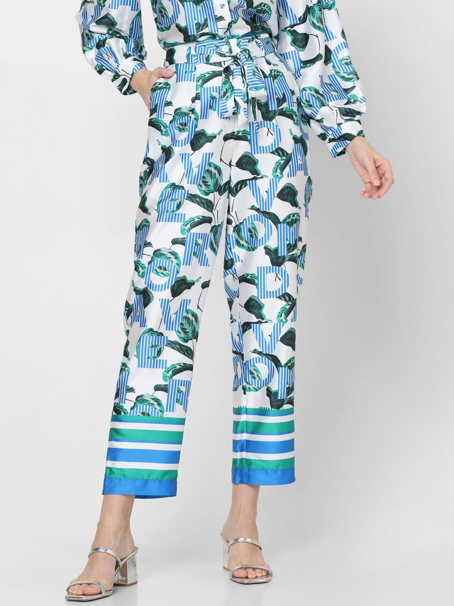 blue high rise printed pant (set of 2)