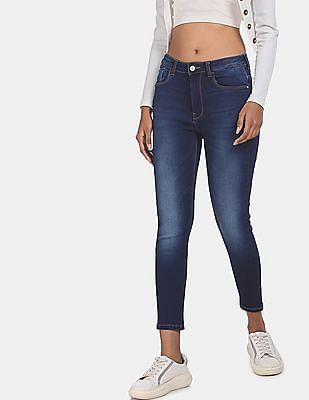 blue high rise veronica skinny fit jeans