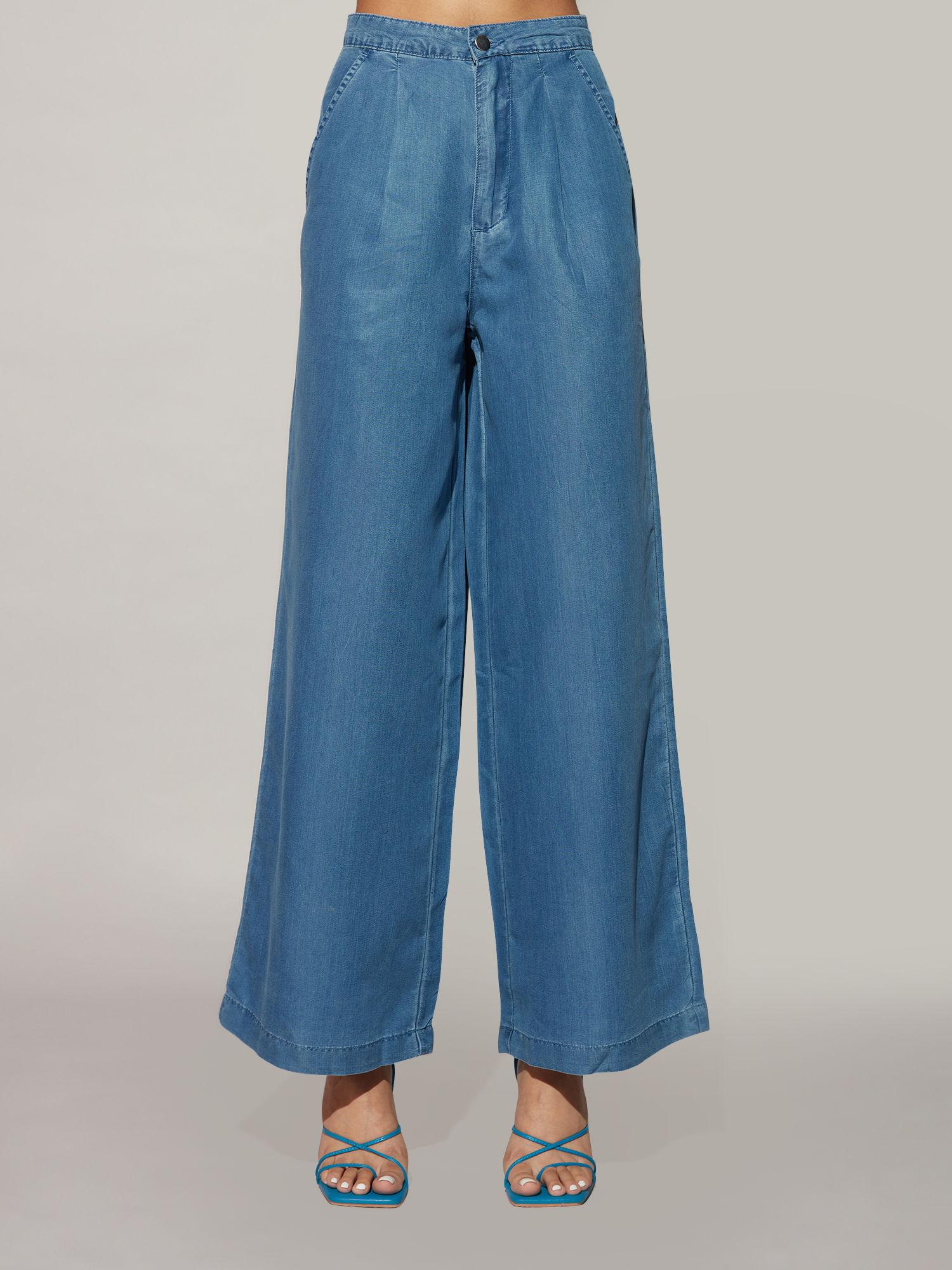 blue high waist flared pant