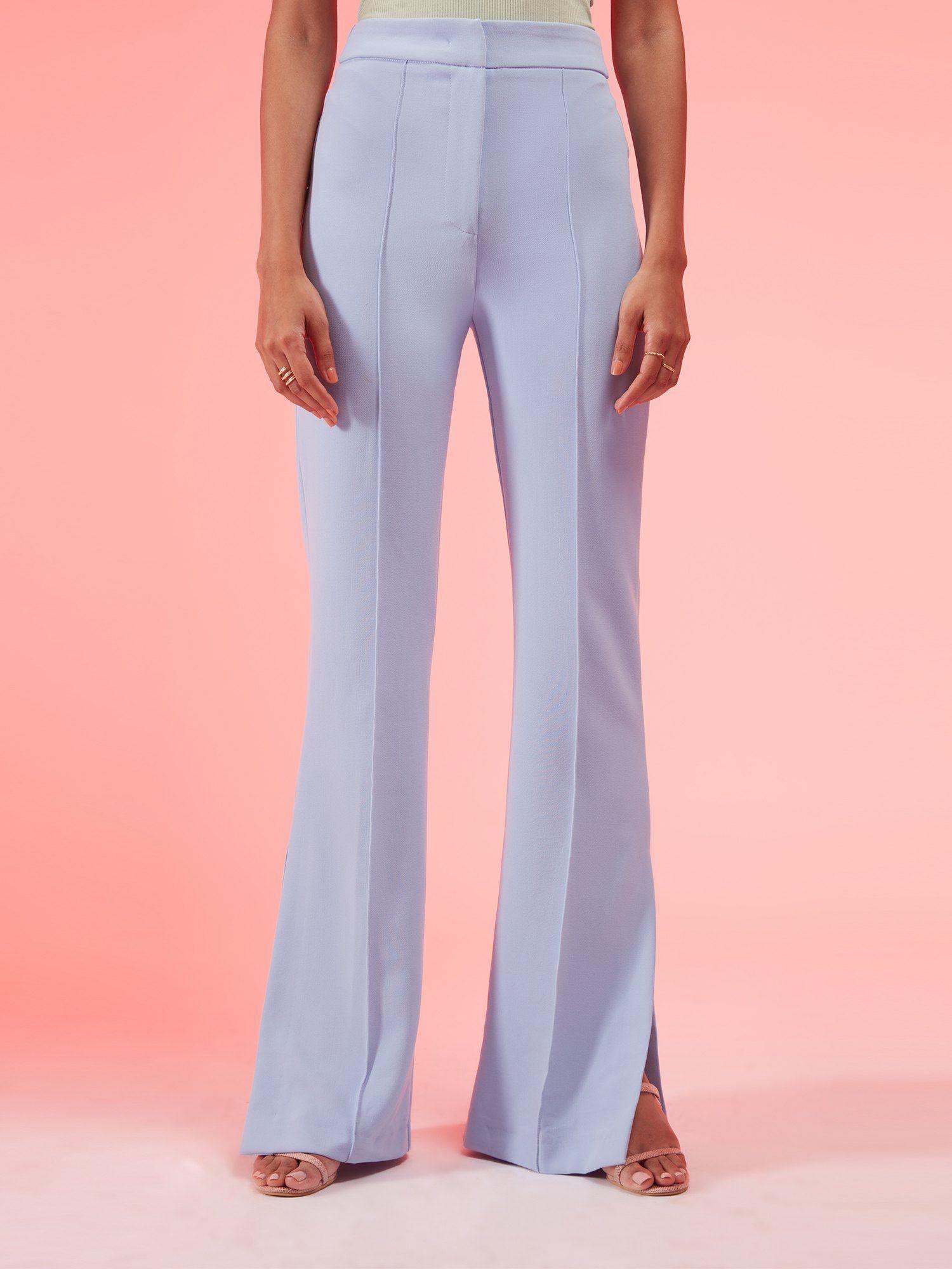 blue high waist slit pants