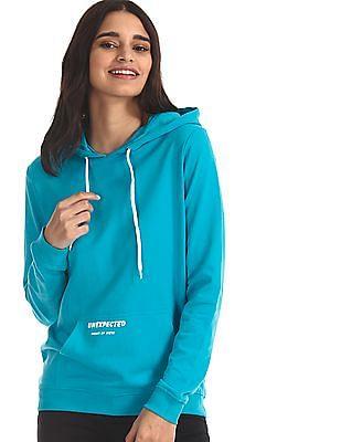 blue hooded solid sweatshirt