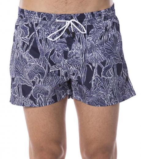 blue iris print swim shorts