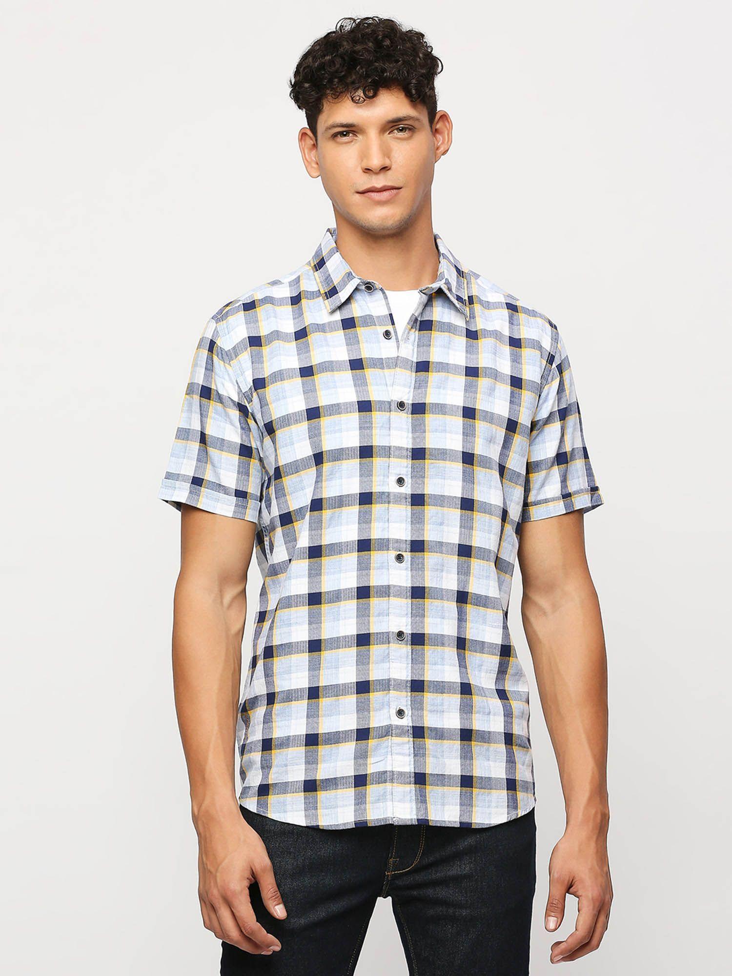 blue jordan lyocell check shirt