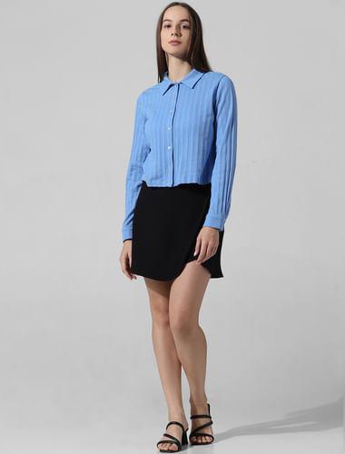 blue knitted cotton shirt